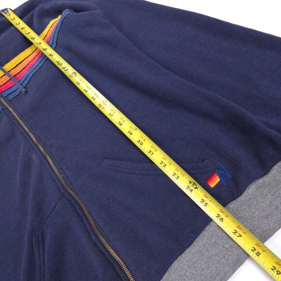 AVIATOR NATION 5 STRIPE HOODIE NAVY Fleece Jacket Athleisure Beachy 90s Y2k XXL - Picture 3 of 8